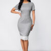 Robe en dentelle à col rond et à manches courtes - Image 4