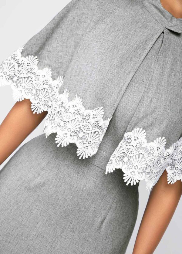 Robe en dentelle à col rond et à manches courtes - Image 5