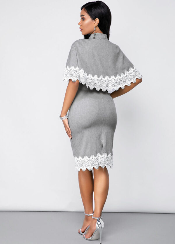 Robe en dentelle à col rond et à manches courtes - Image 6