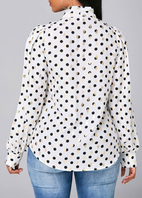 Blouse à pois avec détail nœud et manches lanterne - Image 6