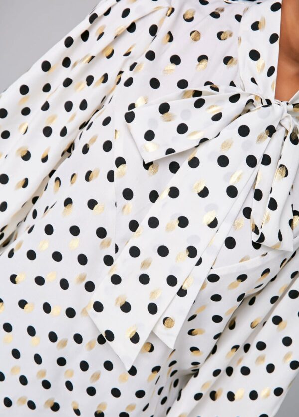Blouse à pois avec détail nœud et manches lanterne - Image 7