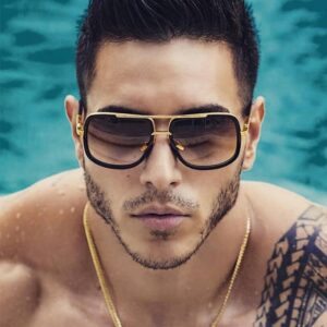 Lunettes de soleil pour hommes à monture carrée vintage en métal