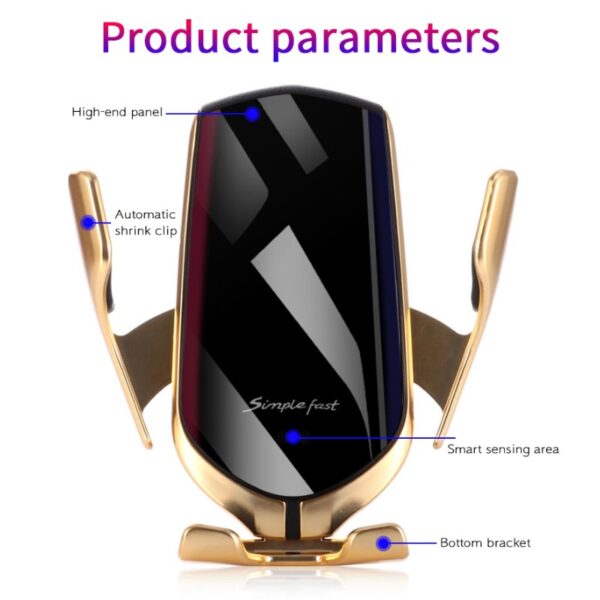 R1 Chargeur De Voiture 2020 Nouveau Produit Usine En Gros Support De Téléphone 10W Chargeur De Voiture Sans Fil De Charge Qi - Image 3