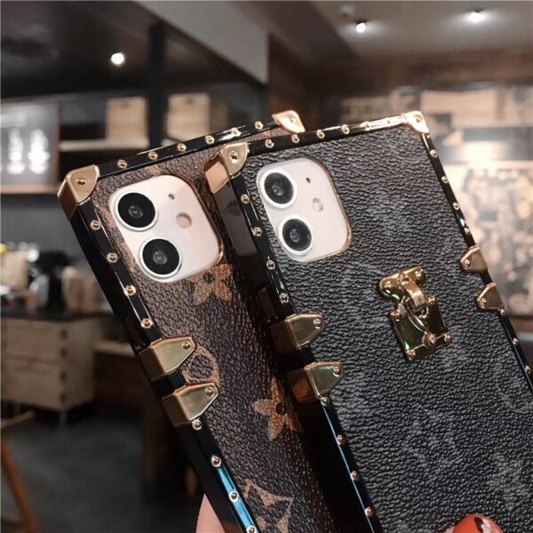 Case de téléphone de concepteur Tpu + PU cuir Fashion Square Phone Case de haute qualité pour IPhone - Image 5