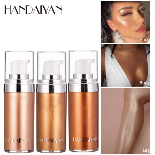 HANDAIYAN 20 ml surligneur liquide métallique illuminateur pour le visage et le corps scintillant brillance maquillage surligneur Palette bronzant pour le corps - Image 3