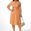 Robe ceinturée boutonnée à ourlet plissé - Image 3
