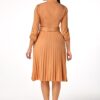 Robe ceinturée boutonnée à ourlet plissé - Image 5