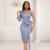 A243 2020 nouveau style une épaule à manches longues couleur assortie robes de soirée de banquet pour femmes robe sexy