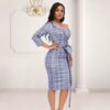 A243 2020 nouveau style une épaule à manches longues couleur assortie robes de soirée de banquet pour femmes robe sexy - Image 4