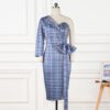 A243 2020 nouveau style une épaule à manches longues couleur assortie robes de soirée de banquet pour femmes robe sexy - Image 2