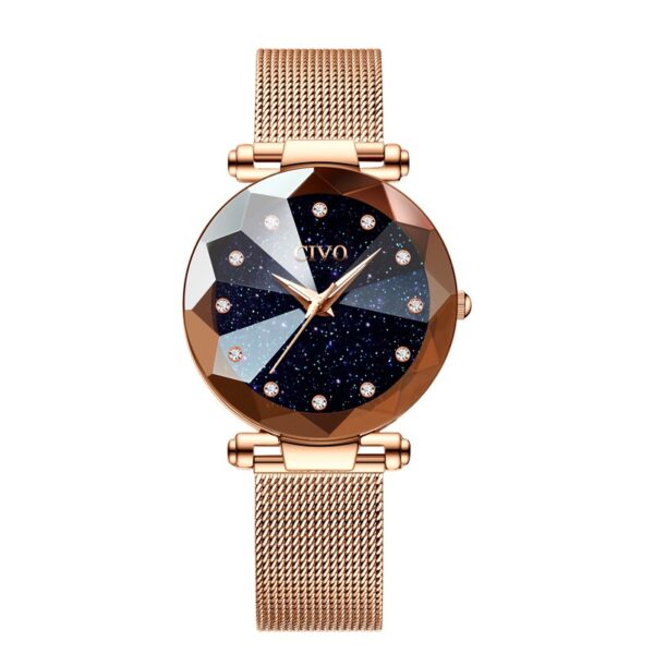CIVO nouvelle montre à quartz décontractée pour dames avec pointeur de diamant de luxe montre à bande de maille étanche