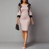 Robe crayon creuse à manches trois quarts Hao Baby Urban Fashion pour dames