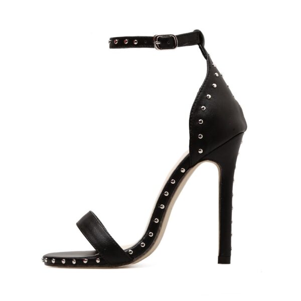 dames sandales à talons chaussures chaussures de couleur noir et marron talons fins pour femmes-BROWN - Image 3