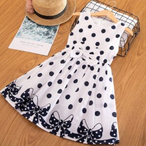 Girls Polka-Dot Dress 2010 Summer Sleeveless Bow Casual Clothing Kids Princess Dresses Children Clothes