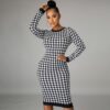 robes de bureau à manches longues motif pied-de-poule femmes formelle printemps 2021 robe femmes dame élégante