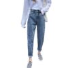 Jean BOYFRIEND ample délavé pour femme avec taille ajustée Jean taille haute - Image 2