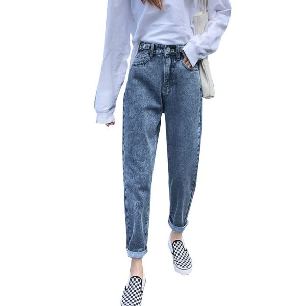 Jean BOYFRIEND ample délavé pour femme avec taille ajustée Jean taille haute - Image 2
