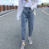 Jean BOYFRIEND ample délavé pour femme avec taille ajustée Jean taille haute