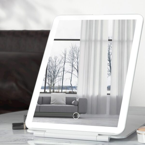 Miroirs de forme de poche Ipad Miroirs de maquillage de lumière de beauté LED Miroir cosmétique de main pliable portable - Image 2
