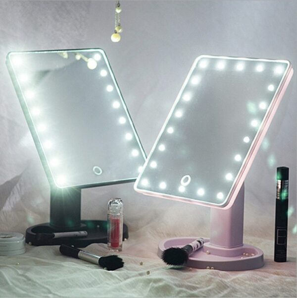 Miroir de maquillage carré OEM 16/22 LED Miroir cosmétique léger