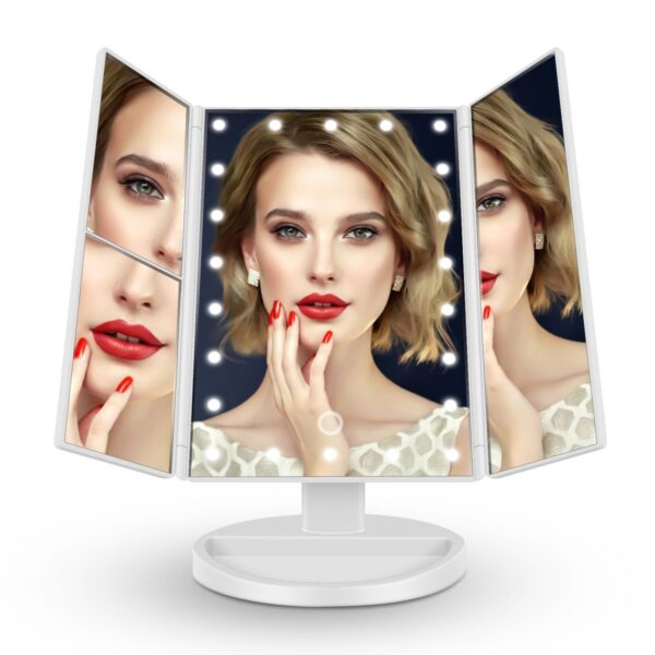 Miroir cosmétique électrique avec lumière 180D miroir de courtoisie rotatif 21 lumières LED 3X 2X 1 miroir de maquillage