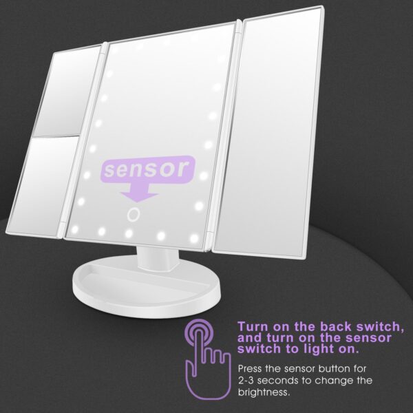 Miroir cosmétique électrique avec lumière 180D miroir de courtoisie rotatif 21 lumières LED 3X 2X 1 miroir de maquillage - Image 5