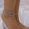 Chaîne à maillons en couches Bling Bling Tennis Bracelet de cheville strass cristal lien cubain cheville pour femmes sur pied bijoux