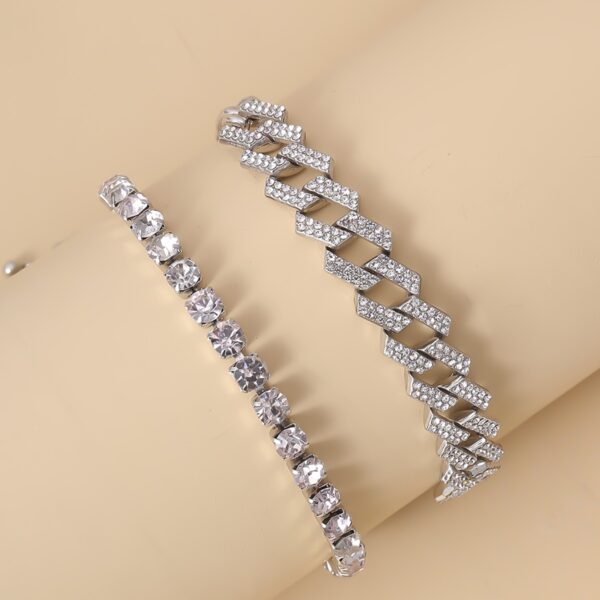 Chaîne à maillons en couches Bling Bling Tennis Bracelet de cheville strass cristal lien cubain cheville pour femmes sur pied bijoux - Image 4