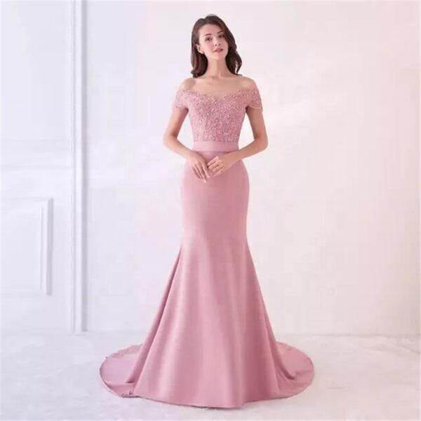 EDUREKA Mode hors épaule sirène robes de soirée femmes perles dentelle haut robes de soirée