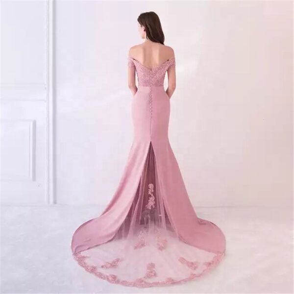 EDUREKA Mode hors épaule sirène robes de soirée femmes perles dentelle haut robes de soirée - Image 3