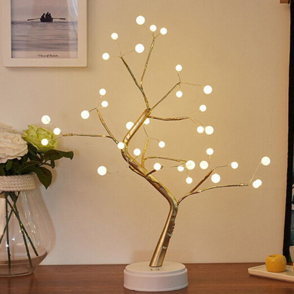 DHARM Blanc perle avec touche de chevet sans fil arbre lumière branche lampe de table luxe