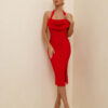 Robe VESTIDOS Rouge Femme Élégante Haute Split Formelle - Image 3