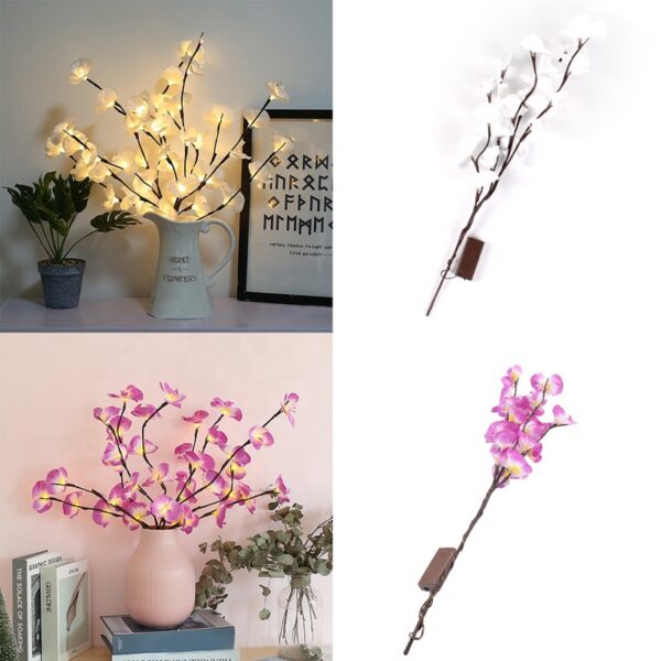 BEAM 70cm Led Simulation Orchidée Branche Lumières Arbre Lampe De Table LED Branche De Saule Lumières - Image 2