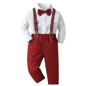 TURNER, Costume de gentleman pour garçon, chemise à manches longues et bretelles de style européen et américain pour enfants